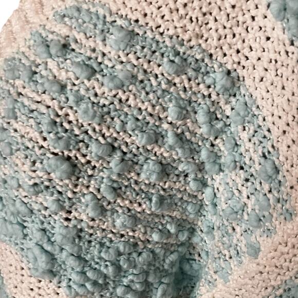 Vintage Blue White Striped Textured Knit Button Sweater - Picture 5 of 6